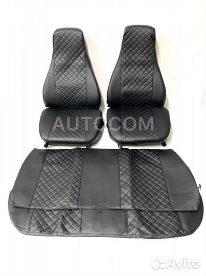 Чехлы на сидения ваз 2107 (кожа черная нить)