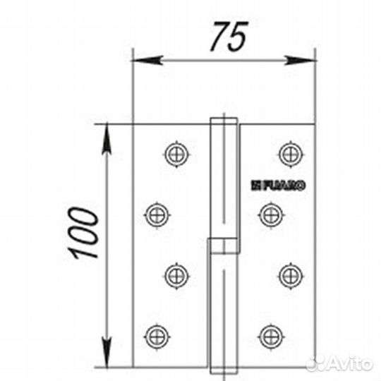 Петля карточная левая разъемная 100х75 мм бронза