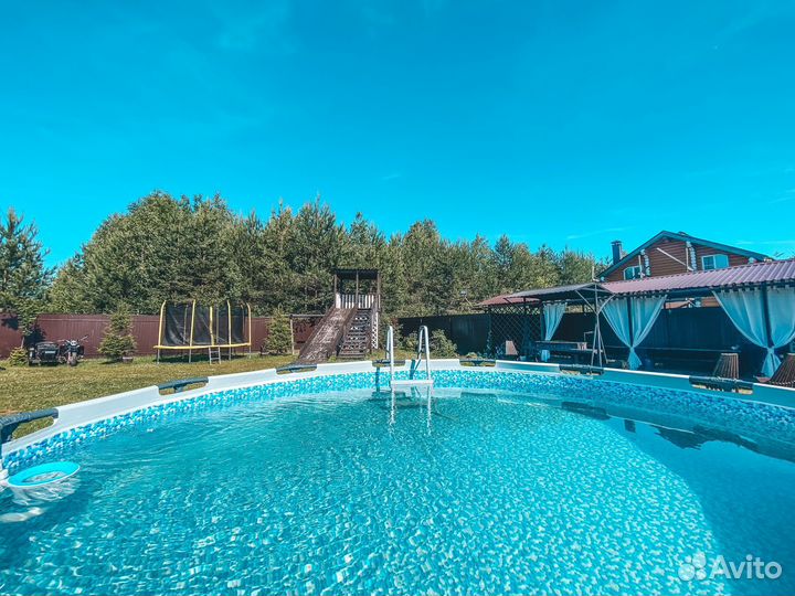 Баня на дровах, купель и чан с бассейном