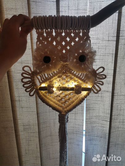 Макраме Совенок с гирляндой