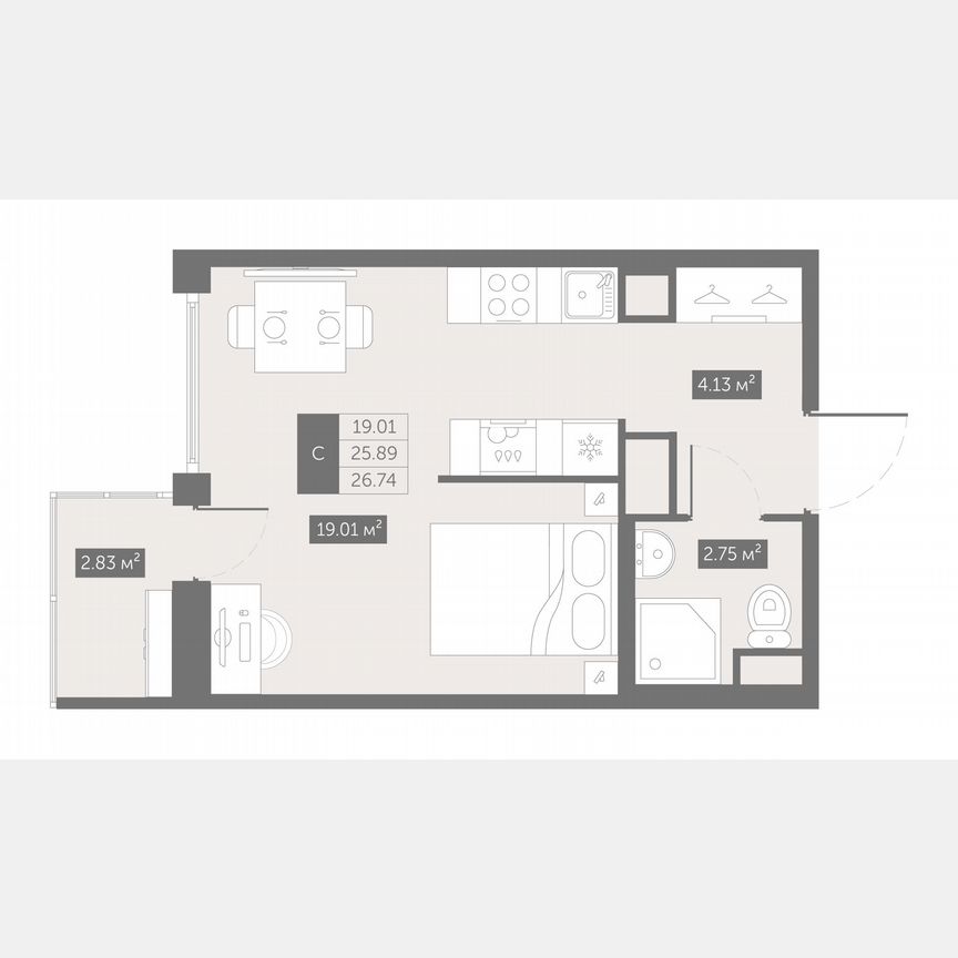 Квартира-студия, 26,7 м², 5/10 эт.