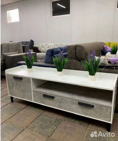 Тумба тв 160 см белый / бетон