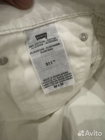 Джинсы levis 511 белые 34x30