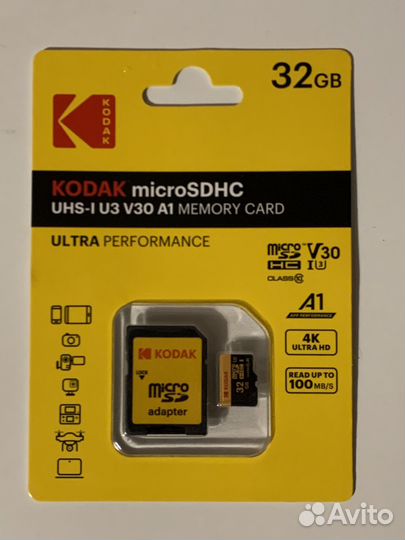 Карта памяти kodak micro sdhc UHS-I U3 V30 A1