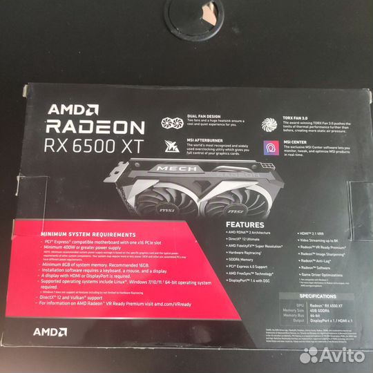 Видеокарта Radeon rx6500xt 4gb