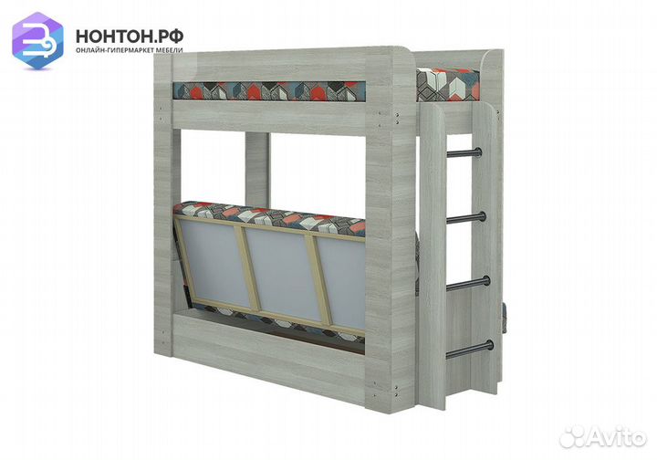 Двухъярусная кровать с диван-кроватью ясень шимо с