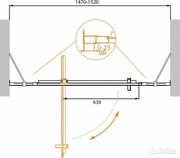 Душевая дверь Cezares molveno-BA-12-90+60