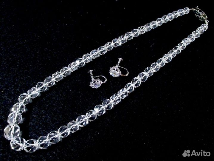 Ожерелье и серьги горный хрусталь серебро сертифик