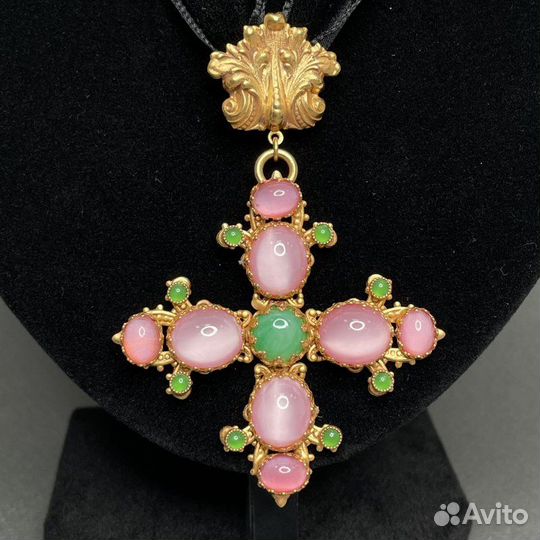 Отличный подарок на 8 Марта Коллекционное колье с камнями-кабошонами ручной работы Askew London 1990