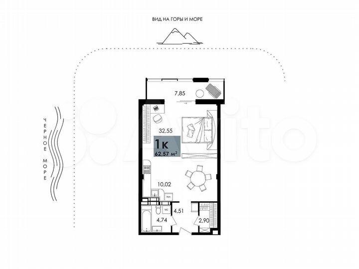 3-к. апартаменты, 63,1 м², 4/12 эт.