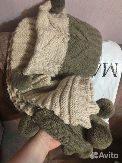 Комплект шарф с шапкой зимний