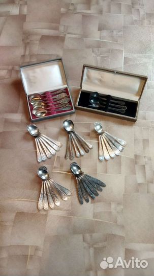 Серебряные чайные и мельхиоровые чайные