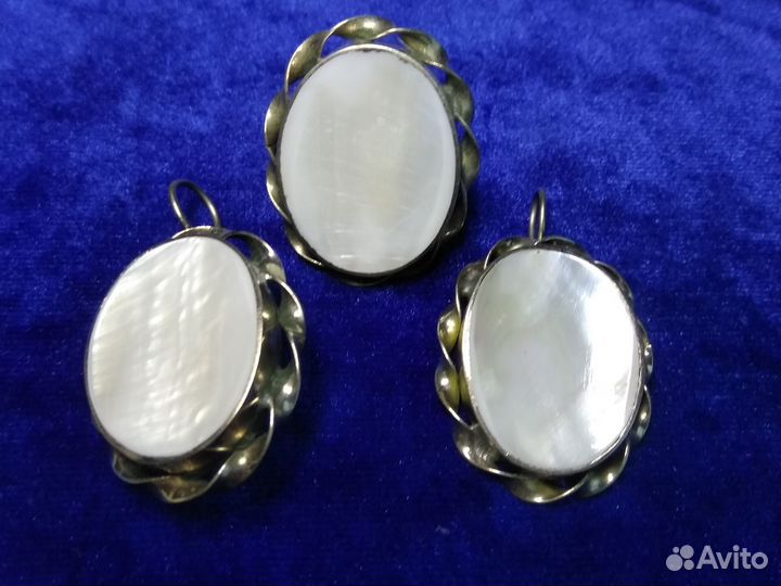 Украшения комплекты перламутр лазурит серебро