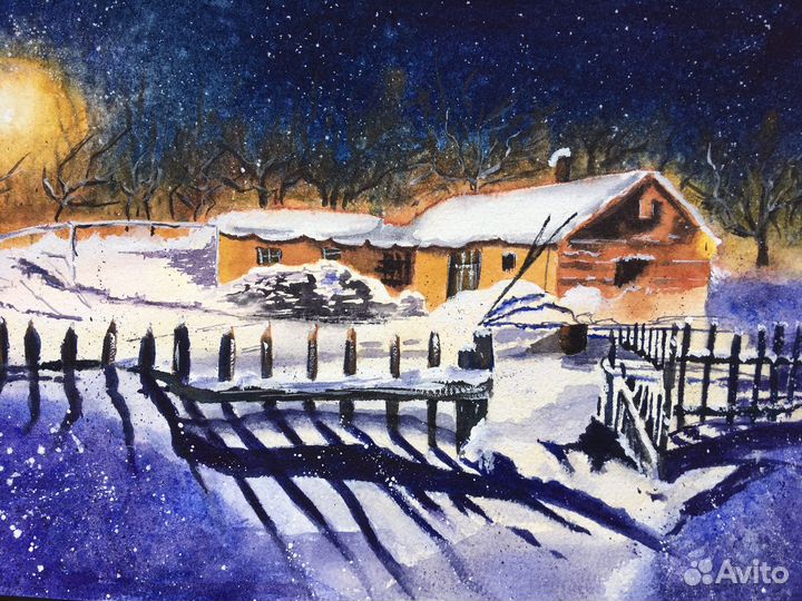 Картина акварель собор