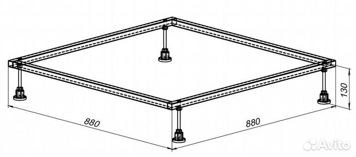 0.1 Каркас для литьевого поддона 900х900, монтаж