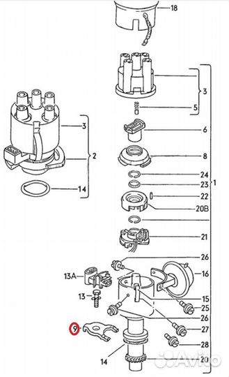 Кронштейн распределителя зажигания Audi 100 C3 A4