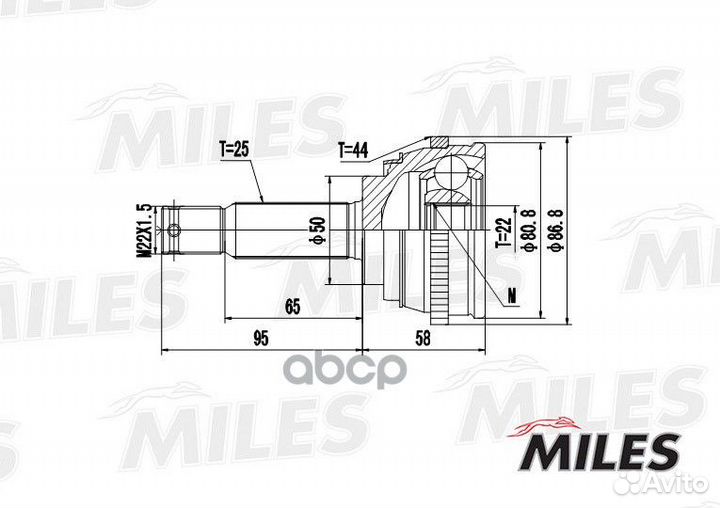 Шрус hyundai verna 1.5 99- нар.(ABS) ga20175 Miles