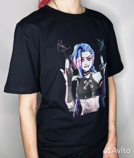 Футболка аниме Лига Лигенд Аркейн Джинкс