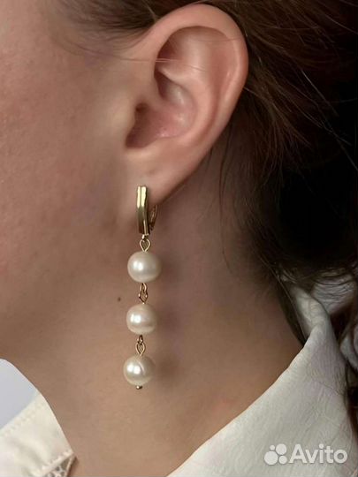 Серьги с натуральным жемчугом