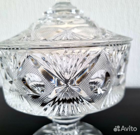Ваза на ножке и Конфетница, хрусталь, винтаж СССР