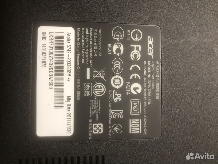 Ноутбук acer aspire 5947