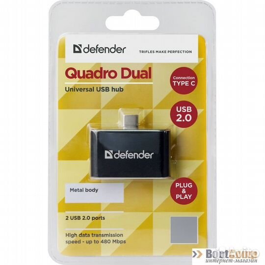 Универсальный USB разветвитель Defender Quadro Dua