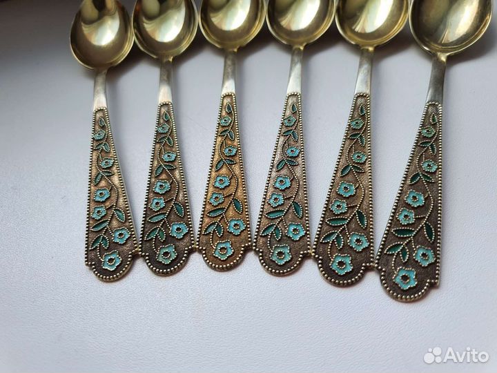 Ложки серебро эмаль СССР