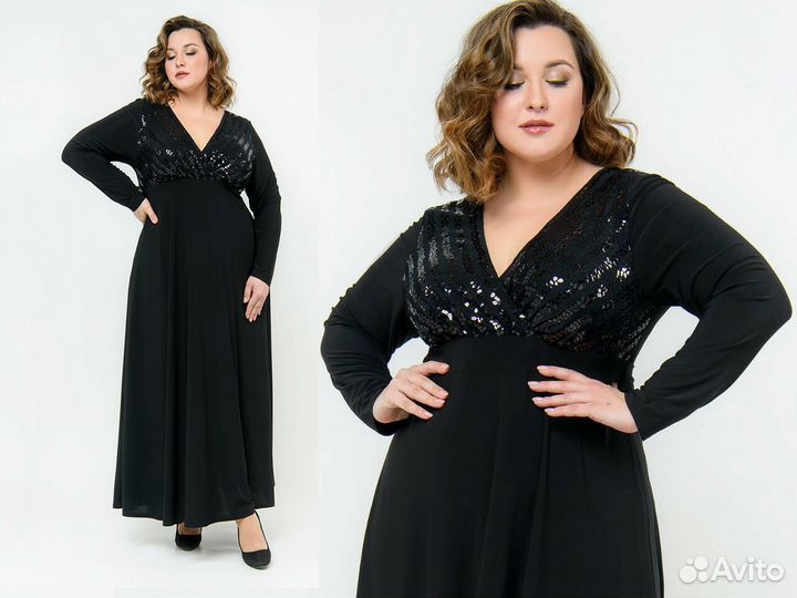 Платье Р.70 вечернее длинное чёрное