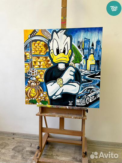 Поп арт картина на медном холсте маслом купить
