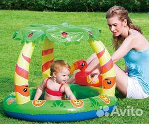 Детский надувной бассейн с крышей bestway