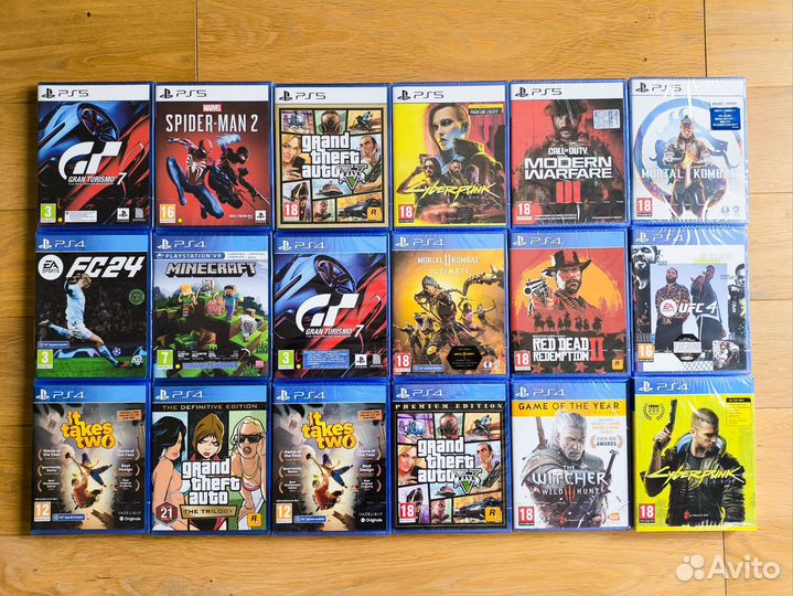 Диски для PS4. Диски для PS5. Новые в пленке