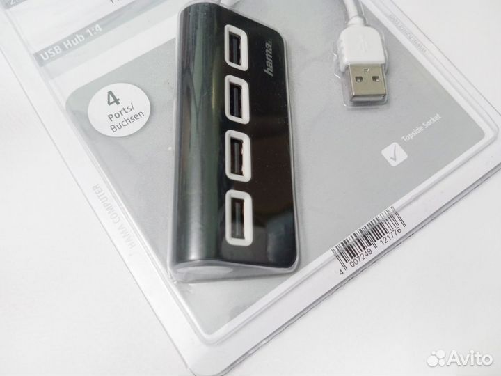 Разветвитель USB 2.0 Hama TopSide, 4 порта новый