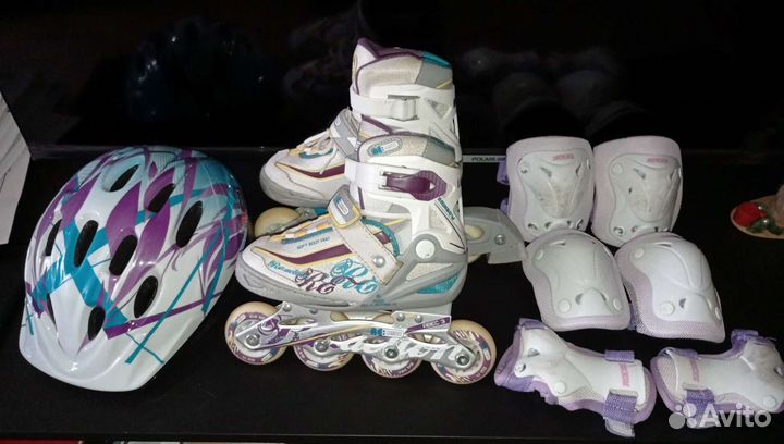 Роликовые коньки детские раздвижные р.26-31+защита