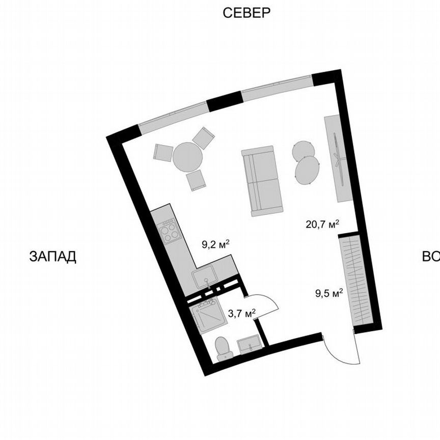 Квартира-студия, 43,1 м², 13/17 эт.