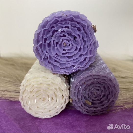 Свечи из вощины с лавандой