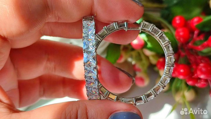 Крупные серьги конго, 4см, 21,11 гр, 925