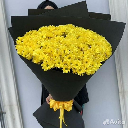 Букет 286 Хризантемы желтые ромашки 65 шт