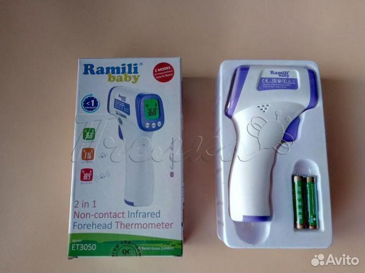 Бесконтактный термометр лобный 2 в 1 Ramili ET3050