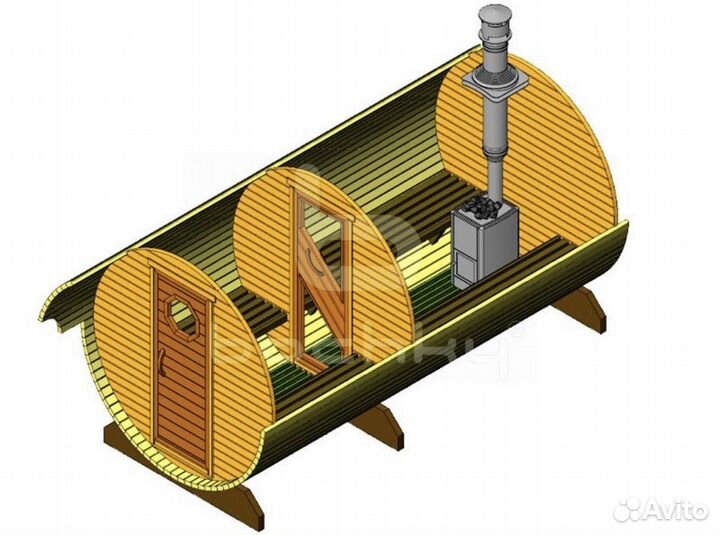 Баня Бочка Супер люкс на колесах