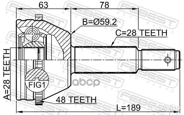 ШРУС наружный 28X59X28 ford transit 06- 2110TT9