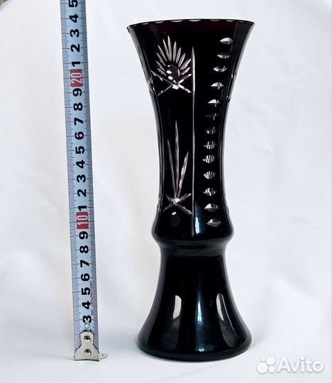 Ваза рубиновое стекло алмазная грань СССР