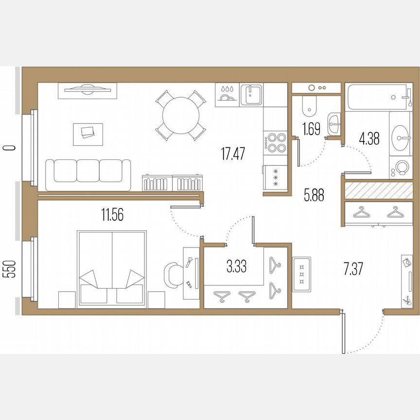 1-к. квартира, 51,7 м², 2/10 эт.