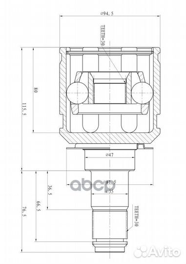 ШРУС внутренний LR toyota Land Cruiser Prado 120