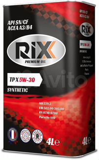 Моторное масло rixx TP X 5W-30 синтетическое 4 л