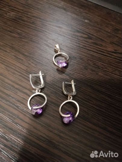 Комплект серьги и подвеска из серебра Грузия