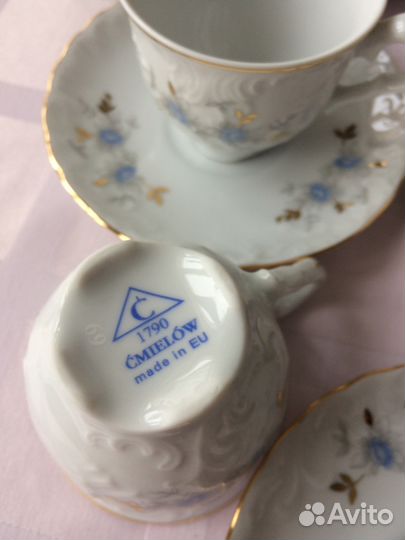 Кофейные чашки с блюдцами Cmielow новые 6 пар