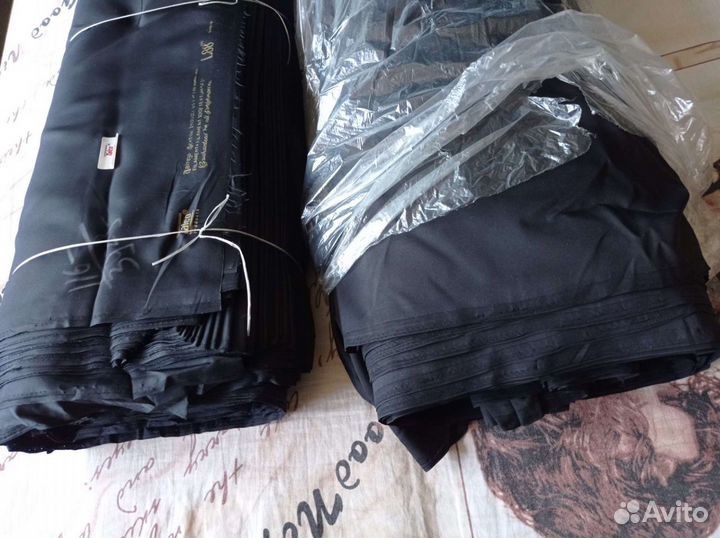 Шелк черный ткань 100 m 2 отреза Новое