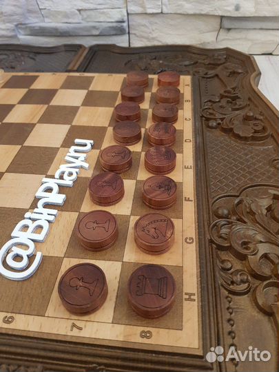 Шахматы, нарды, шашки (3 в 1) резные Ивановские, б