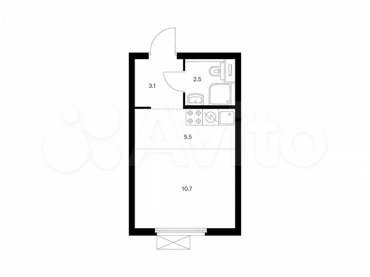 Квартира-студия, 21,8 м², 14/33 эт.