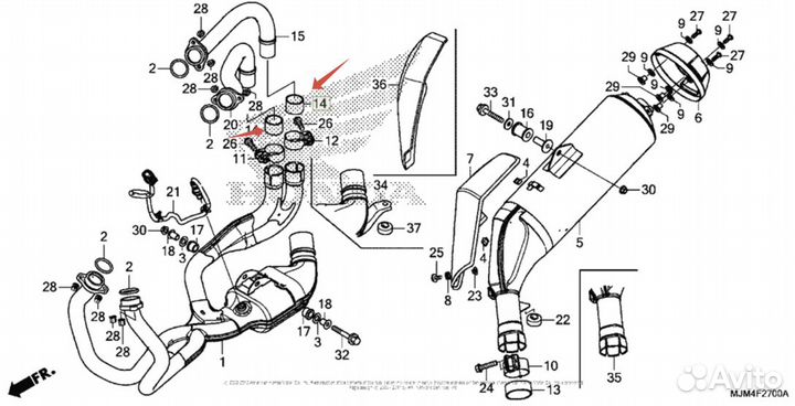 Honda Прокладка глушителя VFR 800 FJS 600 DN-01 маленькая графит 18391-ML8-000